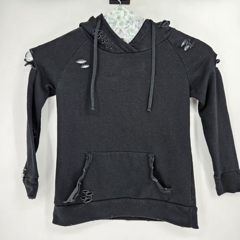 Distressed Black Hoodie